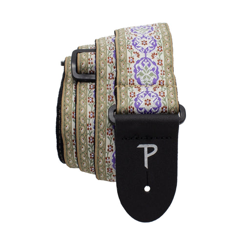 2" TAUPE PURPLE ORNATE PATTERN JACQUARD GUITAR STRAP Perri's Guitar Accessories for sale canada