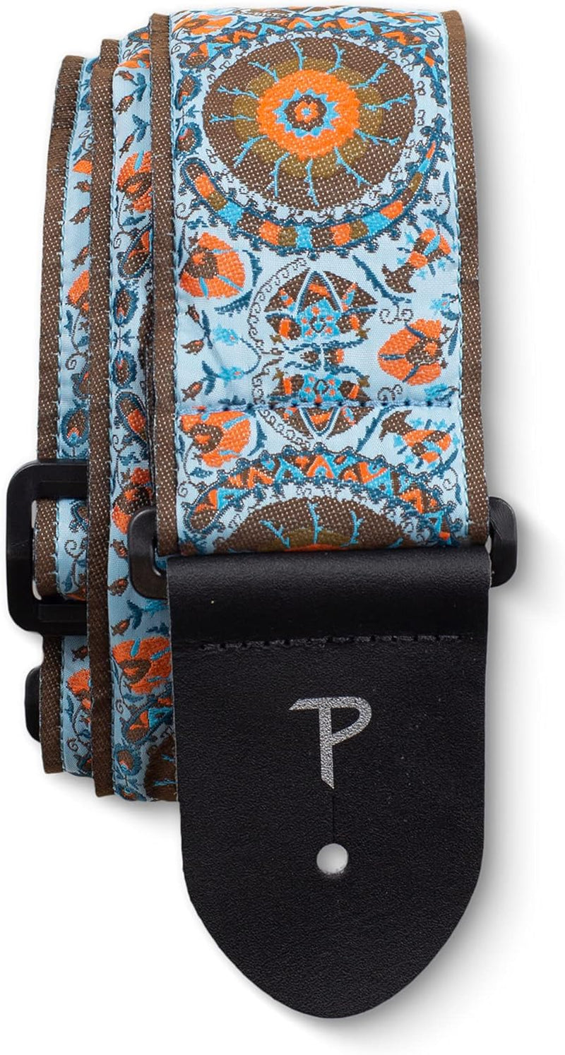 2.5” MANDALA BLUE/ORANGE PATTERN JACQUARD GUITAR STRAP Perri's Guitar Accessories for sale canada