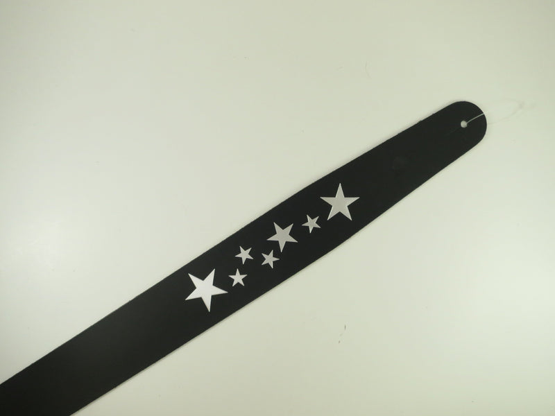 Planet Waves 25BL00 2.5" Basic Classic Leather Guitar Strap - Design Black Silver Star D'Addario &Co. Inc Guitar Accessories for sale canada