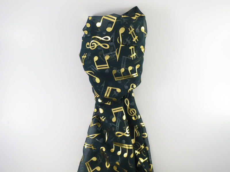 Scarf w/ Mixed Music Notes Dark Green/Gold Music Treasures Accessories for sale canada