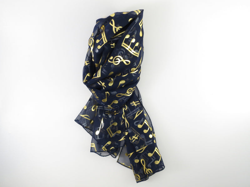 Scarf w/ Mixed Music Notes Navy Blue/Gold Music Treasures Accessories for sale canada