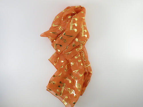 Scarf w/ Mixed Music Notes Orange/Gold Music Treasures Accessories for sale canada