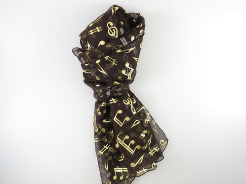 Scarf w/ Mixed Music Notes Brown/Gold Music Treasures Accessories for sale canada