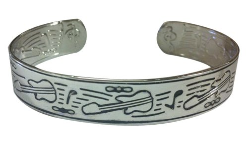 Music Bangle Silver with Electric Guitars Mayfair Music Novelty for sale canada