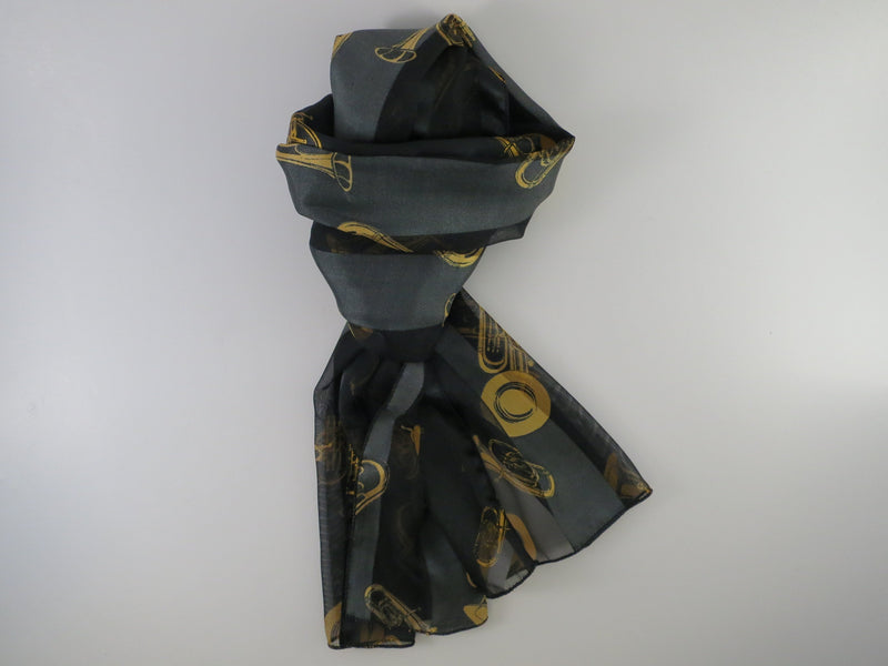 Scarf w/ Brass Instruments Black & Gold Music Treasures Accessories for sale canada